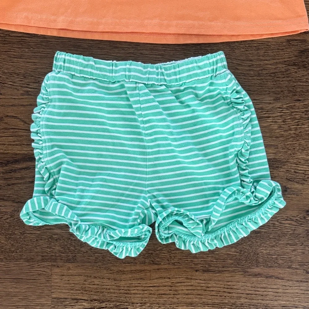 Jelly Beans Orange & Mint Turtle Applique Kids Matching Set girls 10
